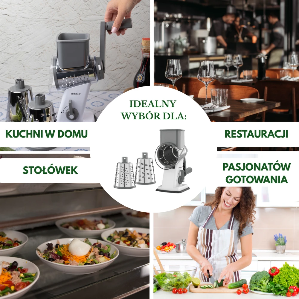 Kaitlentė 3 viename rotacinis būgninis tarka, pilka, su 3 keičiamais nerūdijančio plieno būgnais, Kinghoff, Kh-1959