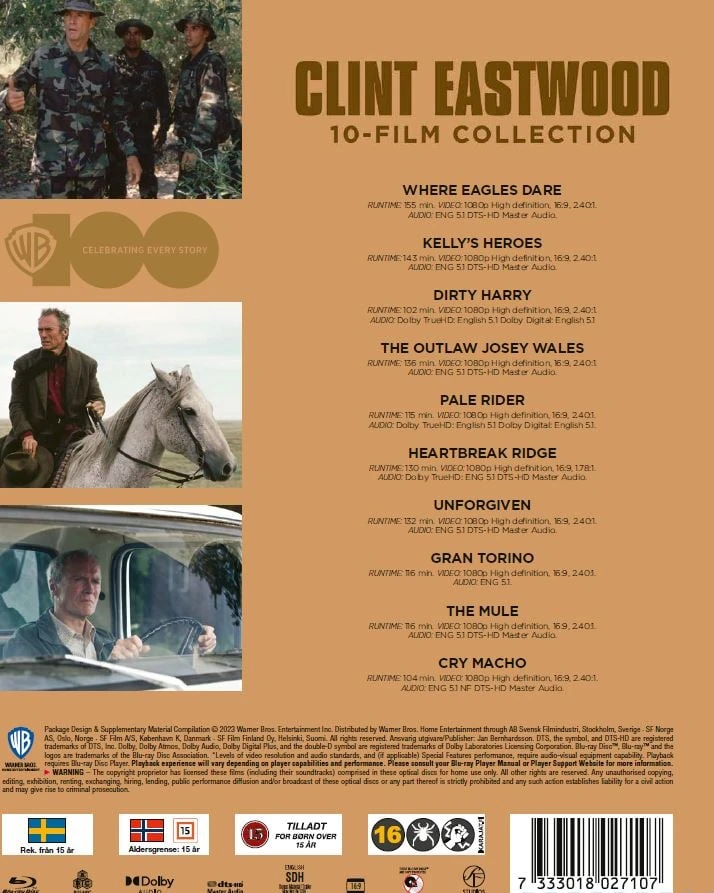 300 „Warner 100“: 10 Clinto Eastwoodo filmų kolekcija