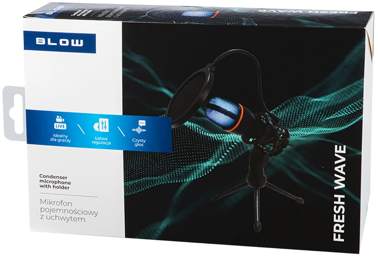 Studijos mikrofonas su trikoju BLOW LED