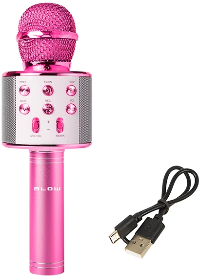 PRM402 BLOW rožinis karaokės mikrofonas