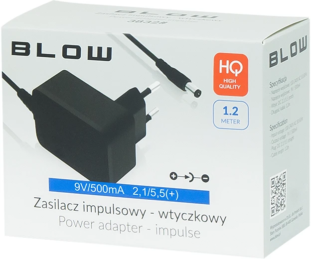 Blow Perjungiamas maitinimo šaltinis 9V/ 500mA2.1/5.5(+)