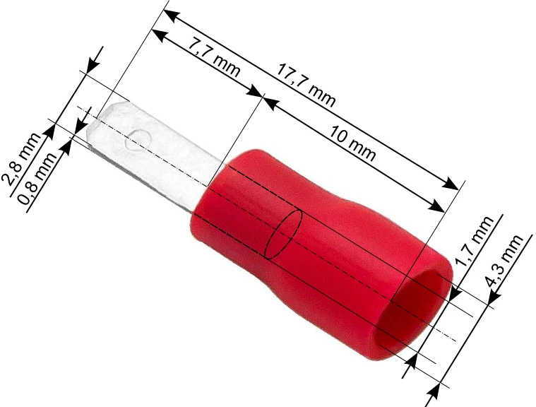 Blow Oem Vamzdelio formos jungtys 2.8/0.8 100vnt - raudona