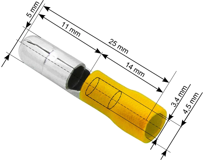Blow Izoliuotas jungties kištukas 5.0/25 mm geltonas