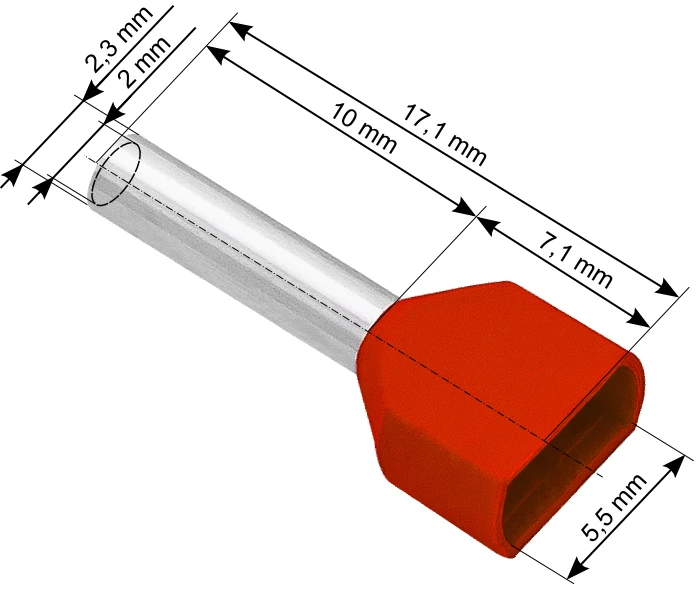Blow Izoliuota jungties įvorė 2x1.0/10 raudona