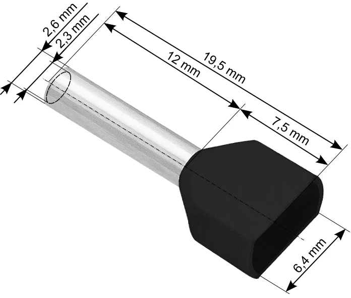 Blow Oem Vamzdelio formos jungtys 2x1.5/12 100vnt - juoda