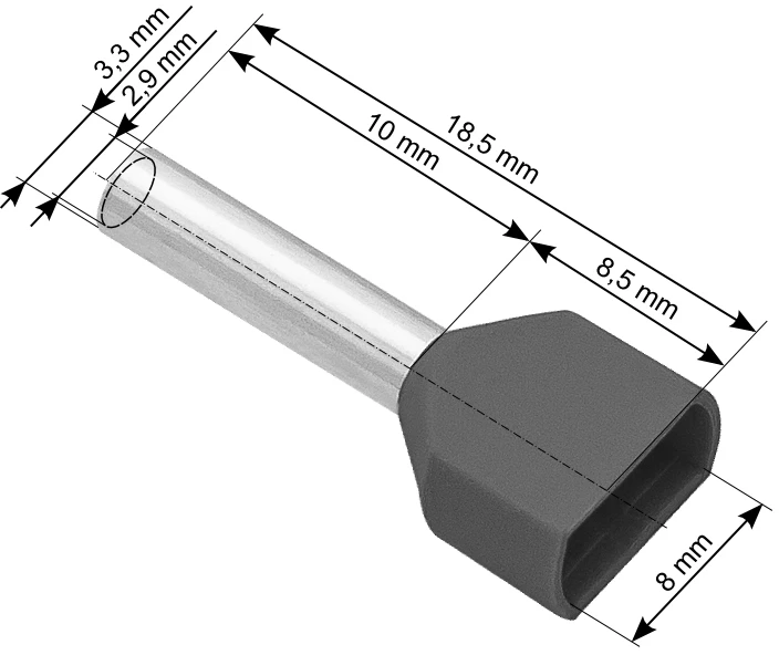 Blow Izoliuota jungties įvorė 2x2.5/10 pilka