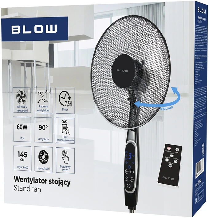 Blow Ventiliatorius 16" 60W LCD + nuotolinio valdymo pultas