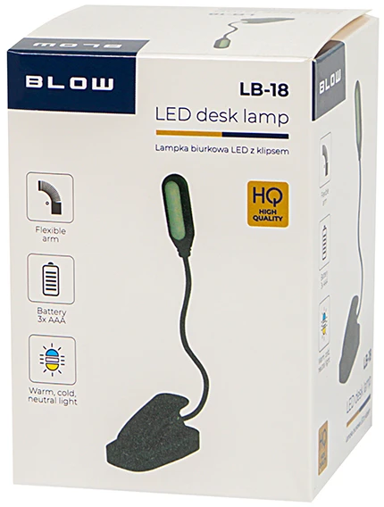 Blow LB-18 LED stalinė lempa su segtuku, juoda