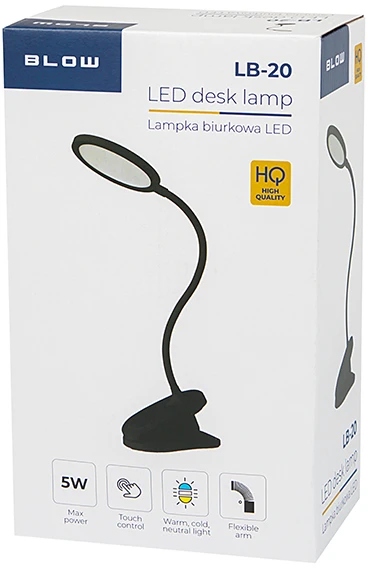 Blow LB-20 LED stalinė lempa su segtuku, juoda