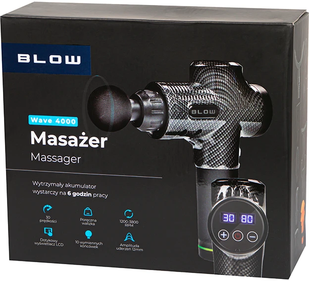 Masažuoklis Blow Wave 4000, juodos spalvos