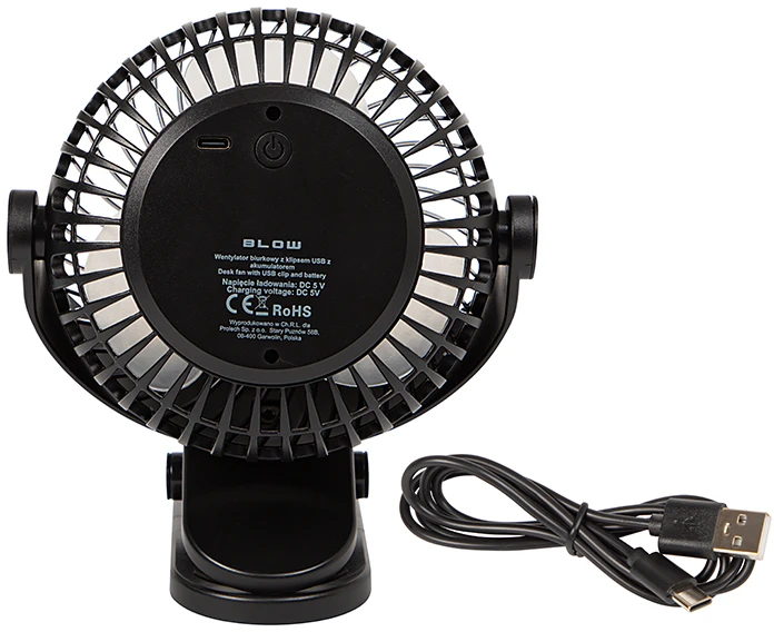 44-505# Blow Stalinis ventiliatorius su segtuku 15cm USB + baterija, juodas