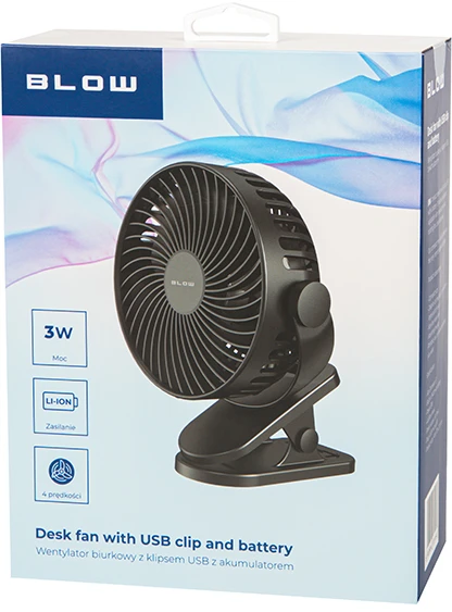 44-505# Blow Stalinis ventiliatorius su segtuku 15cm USB + baterija, juodas