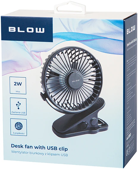 Blow Stalinis ventiliatorius su segtuku 10cm USB + baterija, juodas