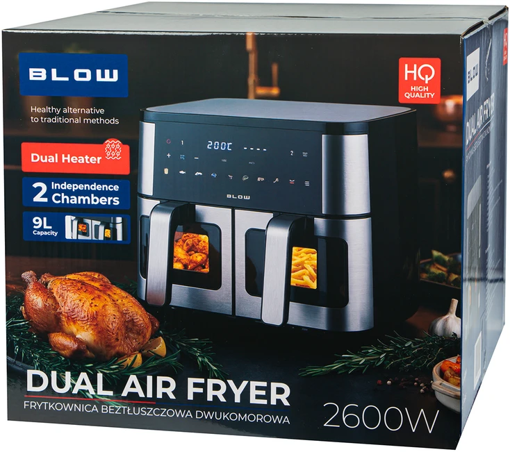 Dviejų kamerų oro gruzdintuvė BLOW 2500 W, 9 l