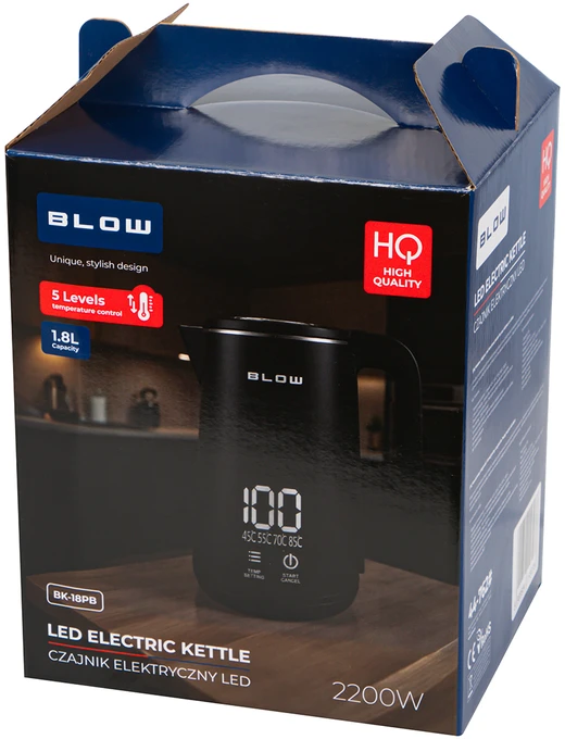 Juodas virdulys su ekranu 2200W BK-18PB BLOW