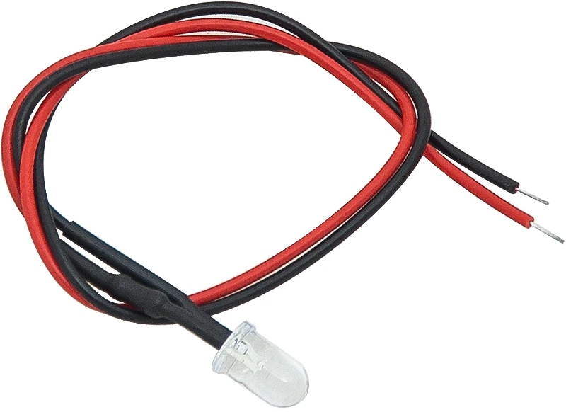 4606# LED diodas 5 mm raudonas 12v su 20 cm laidu
