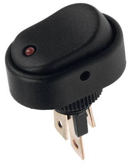 4692# Jungiklis ASW-20D juodas su raudonu šviesos diodu 12v