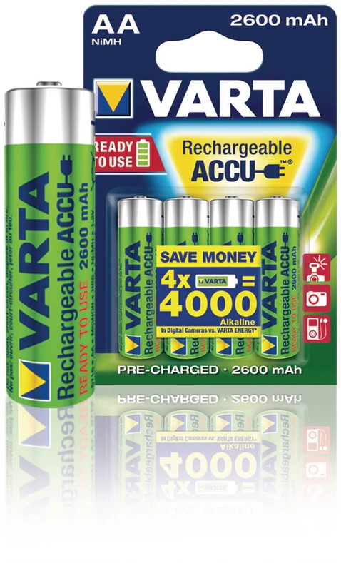 4x R-06 R06 AA 1.2V 2600mAh Ready2use Varta baterijos