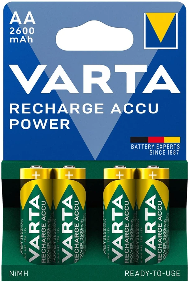 4x R-06 R06 AA 1.2V 2600mAh Ready2use Varta baterijos