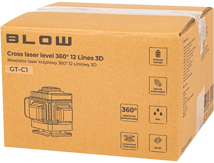 GT-C1 BLOW lygio matuoklis kryžminis lazerinis nivelyras - 12 eilučių 3D