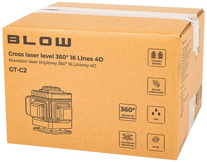 GT-C2 BLOW lygio matuoklis kryžminis lazerinis lygis 16 eilučių 4D
