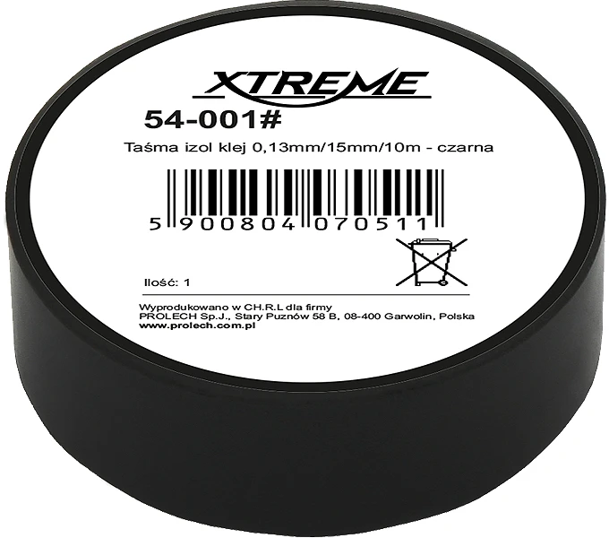 54-001# Xtreme Lipni izoliacinė juosta 0.13mm 15mm 10m - juoda