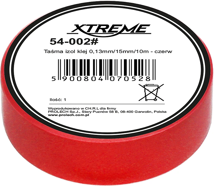 54-002# Xtreme Lipni izoliacinė juosta 0.13mm 15mm 10m - raudona