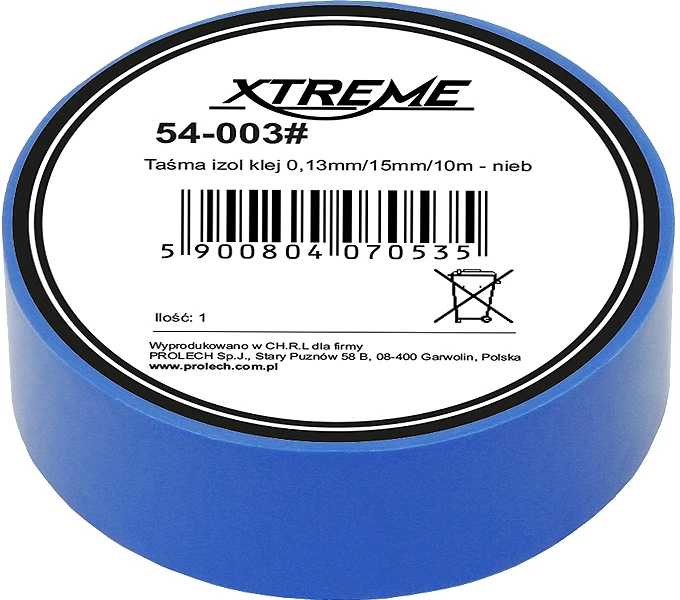 54-003# Xtreme Lipni izoliacinė juosta 0.13mm 15mm 10m - mėlyna