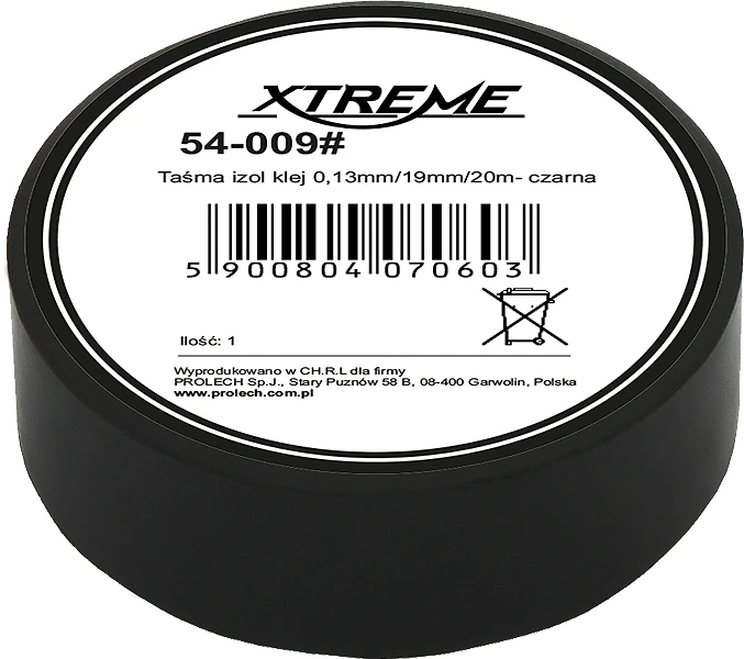 54-009# Xtreme Lipni izoliacinė juosta 0.13mm 19mm 20m - juoda