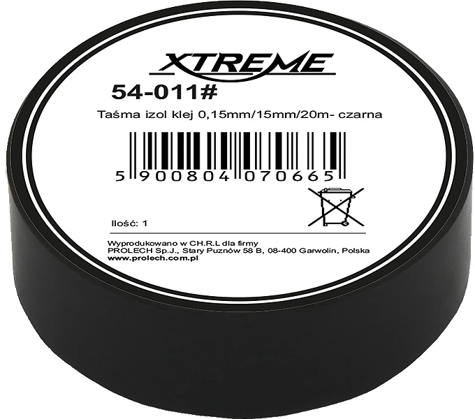 54-011# Xtreme Lipni izoliacinė juosta 0.15mm 15mm 20m - juoda
