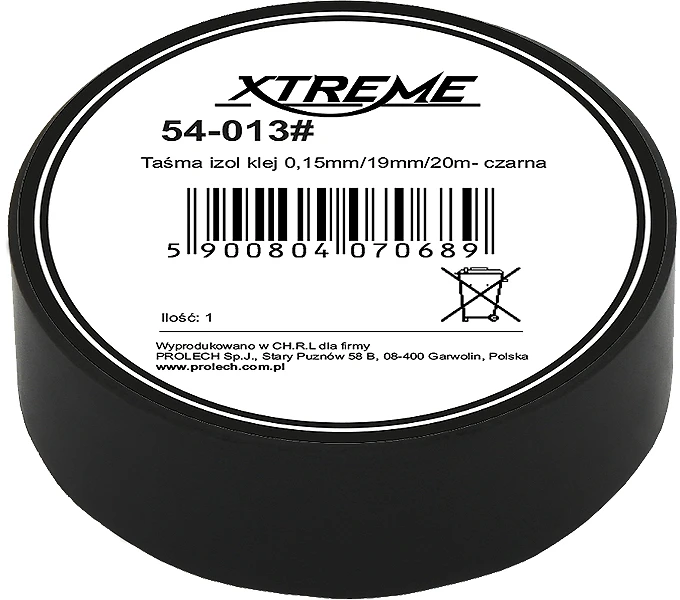54-013# Xtreme Lipni izoliacinė juosta 0.15mm 19mm 20m - juoda