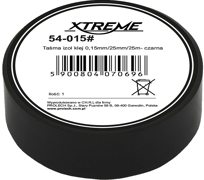 54-015# Xtreme Lipni izoliacinė juosta 0.15mm 25mm 25m - juoda