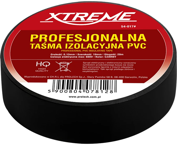 54-017# Lipni izoliacinė juosta 0,13 mm / 19 mm / 20 m, profesionali