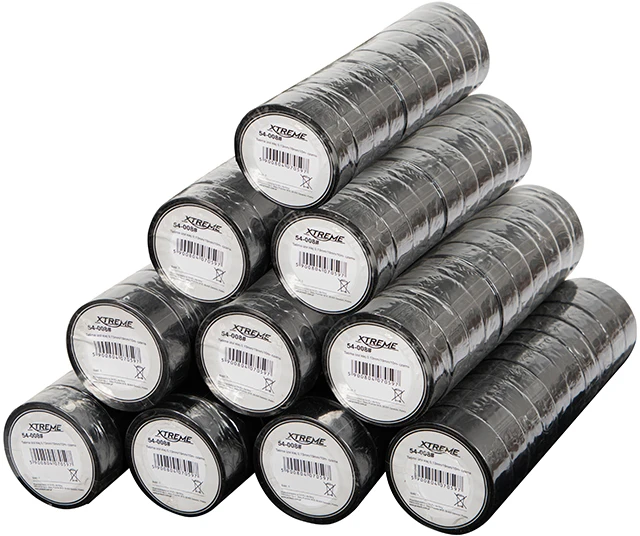 54-037# Lipni izoliacinė juosta 0,15 mm / 15 mm / 10 m - juoda, kelių pakuočių pakuotė