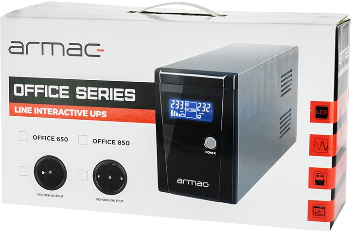 ARMAC O/650E/LCD Armac UPS OFFICE Line-Interactive 650E LCD 2x 230V PL OUT, USB
