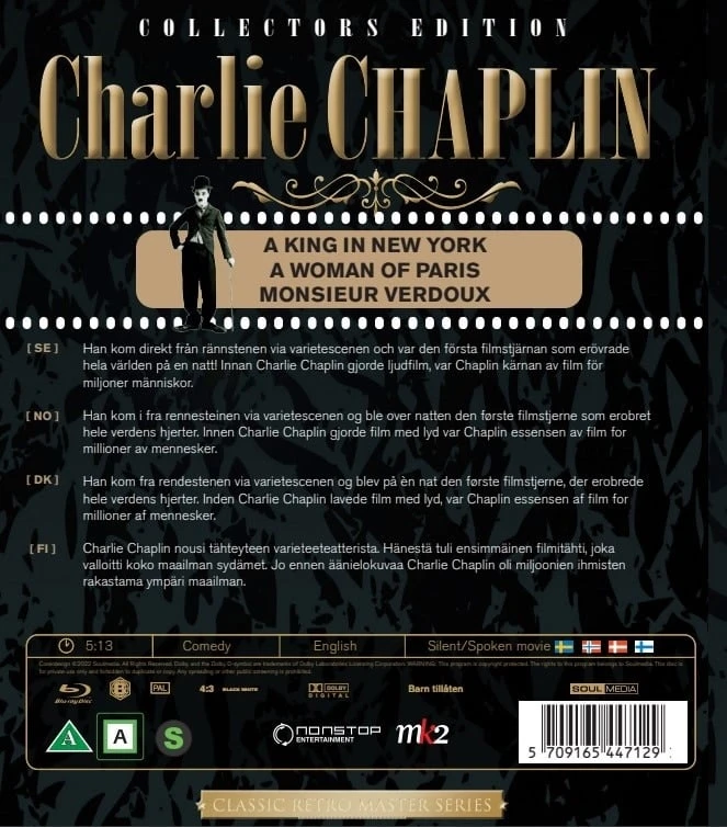 65 IŠSKIRTINĖ CHARLIE CHAPLIN KOLEKCIJA (3 DISKŲ DĖŽUTĖ)