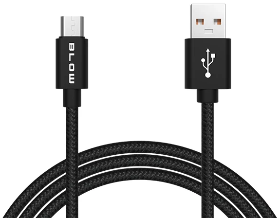Blow USB A - micro B jungtis 1.0 m pintas juodas BLISTER