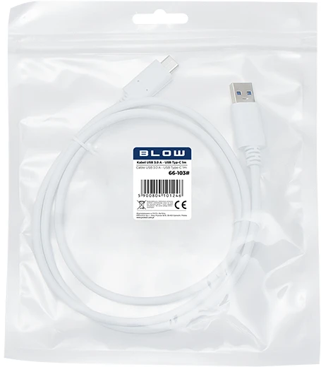 Blow kabelis USB 3.0 A - USB-C 1m - Baltas