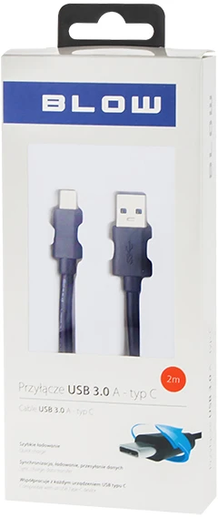 Blow Kabelis USB 3.0 A - USB-C 2m - Juodas