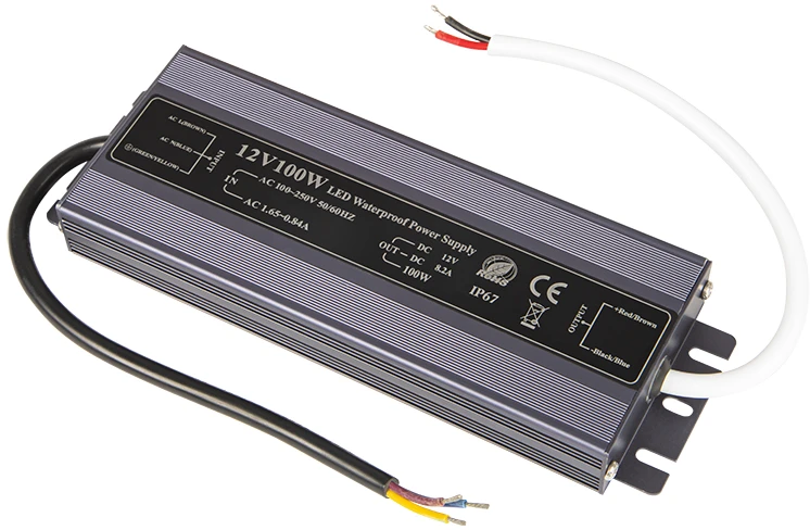 Vandeniui atsparus 100W 12V LED maitinimo blokas