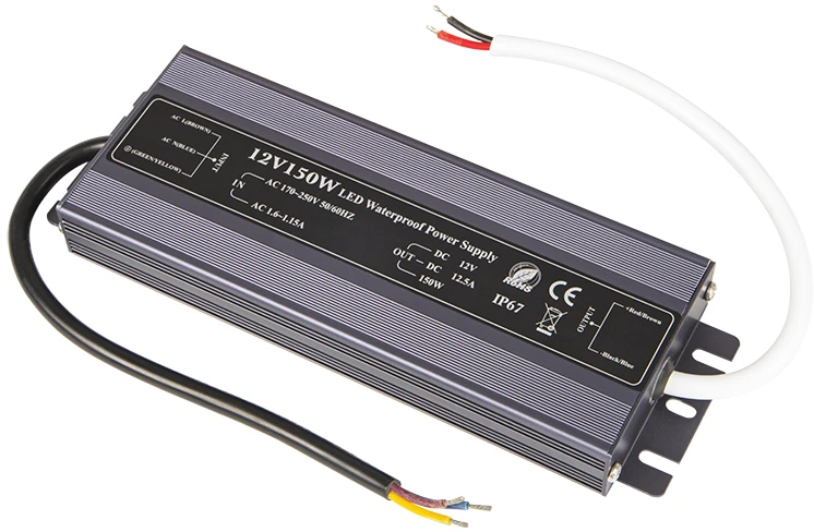 Vandeniui atsparus 150W LED maitinimo blokas 12V