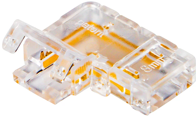 L formos 8mm 2pin COB jungtis LED juostoms