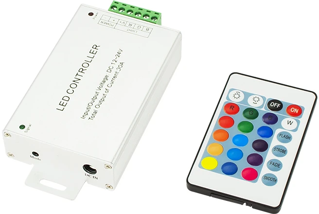 RGB LED valdiklis su 24 mygtukų pulteliu
