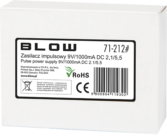 Blow Impulsinis maitinimo šaltinis 9V 1A 2.1x5.5