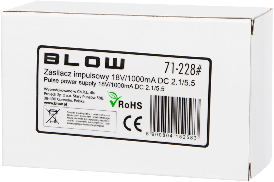 Blow Impulsinis maitinimo šaltinis 18V/1000mA 2.1/5.5