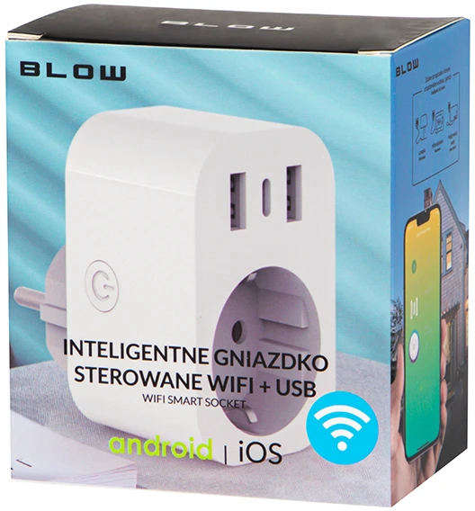 Blow Išmanusis lizdas, valdomas per WiFi TUYA USB+2xUSB-C