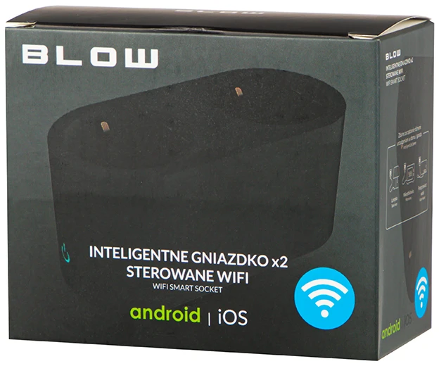 72-078# Blow TUYA dviguba išmanioji rozetė, valdoma per WiFi, juoda