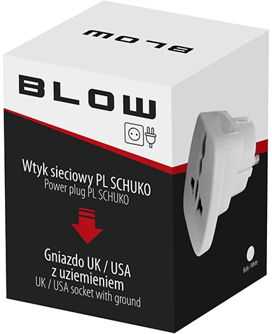 Blow Maitinimo kištukas WT.PL/GN.UK, JAV baltas didelis