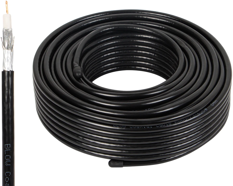Blow Koaksialinis kabelis RG6U CU 1.02 96x geliu dengtas ekranas, juodas