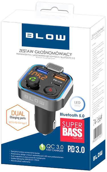 FM siųstuvas BLOW Bluetooth5.1+QC3.0